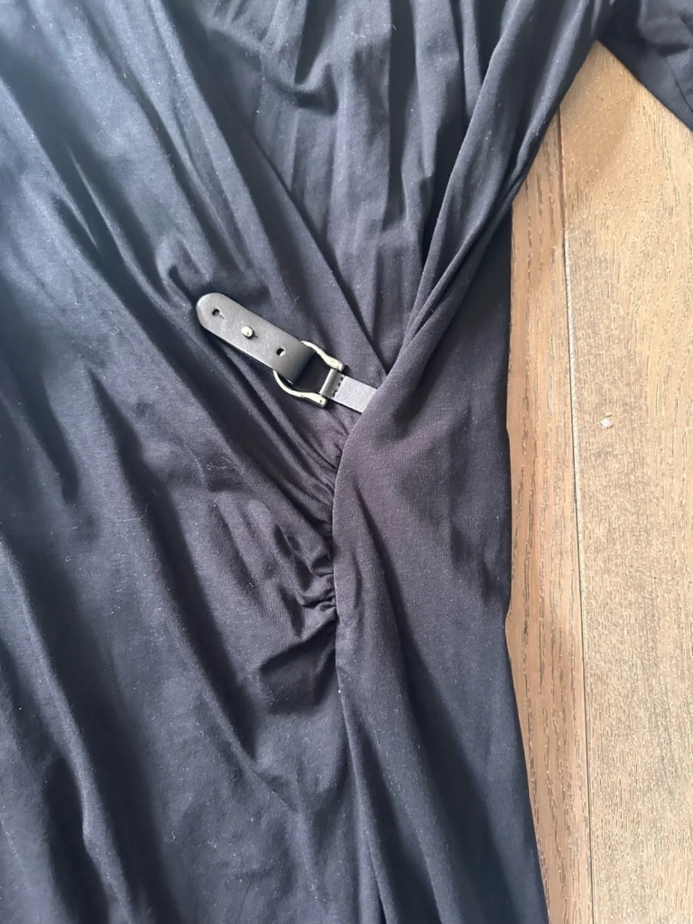 Lauren Ralph Lauren Black Wrap Dress Buckle Detail Long Sleeve Midi - Picture 2 of 6